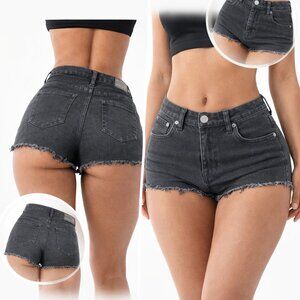 American Eagle Black Denim Shorts – Frayed Hem – Women’s Size